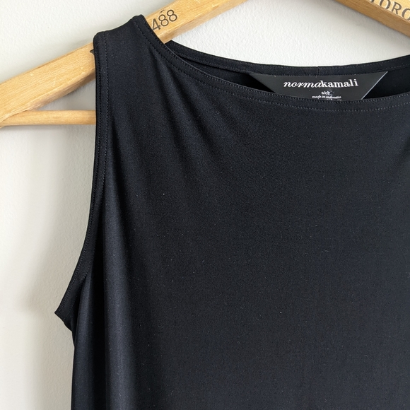 NORMA KAMALI Boat Neck Sleeveless Black Midi Dress - Picture 3 of 7